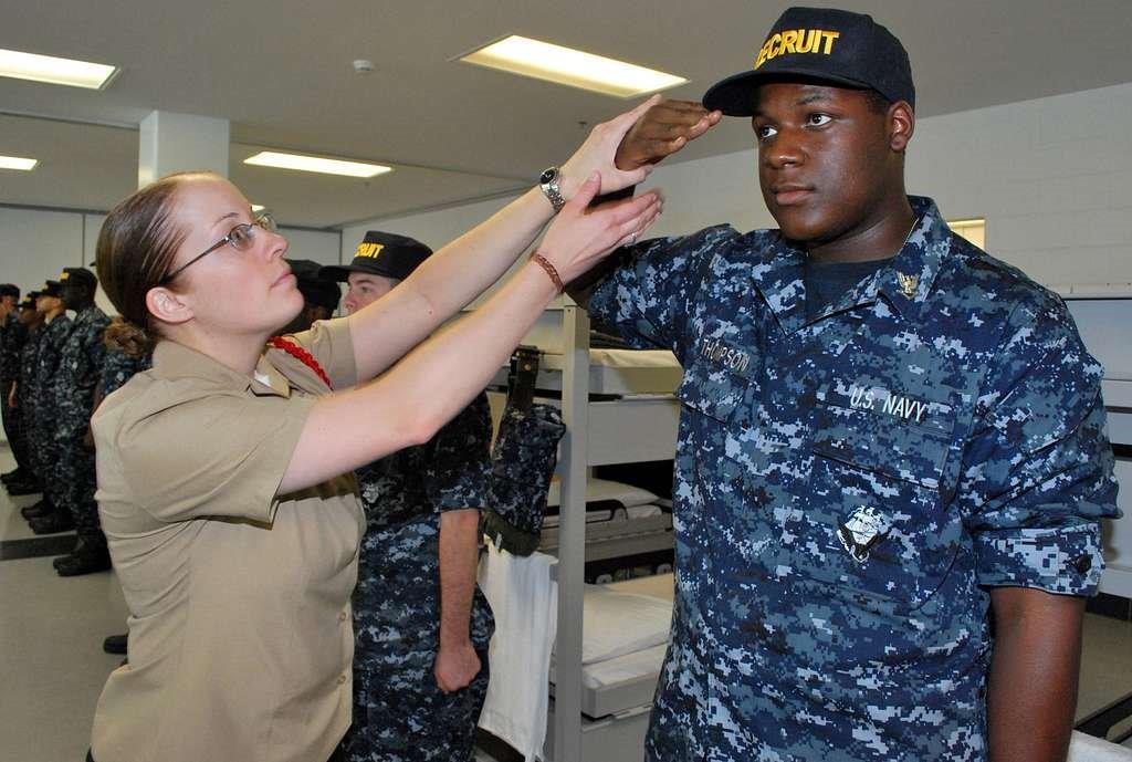 new recruit learning to salute