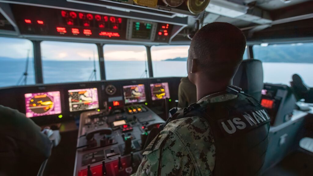 Navy military standing guard