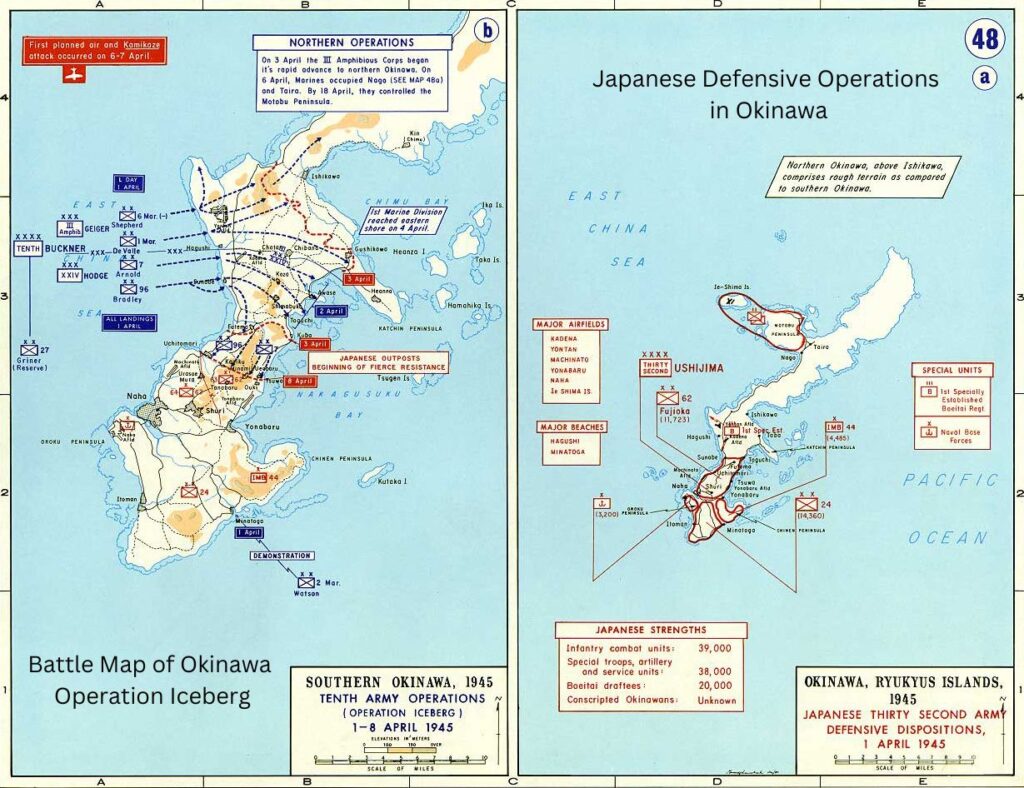The battle map of Okinawa
